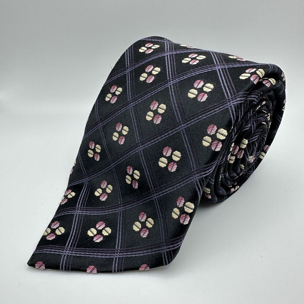 Ermenegildo Zegna Men's Tie Black Purple 100% Silk Italy‎